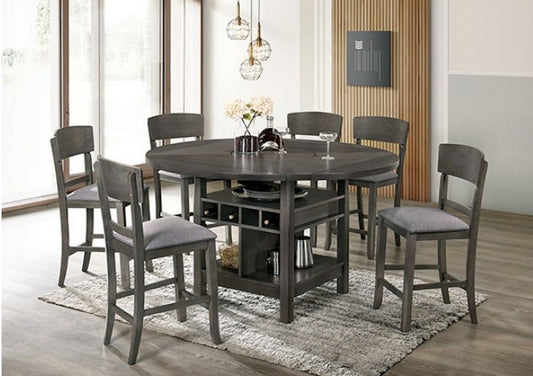 Stacie Counter Height Dining Set with Drop Leaves - Gray