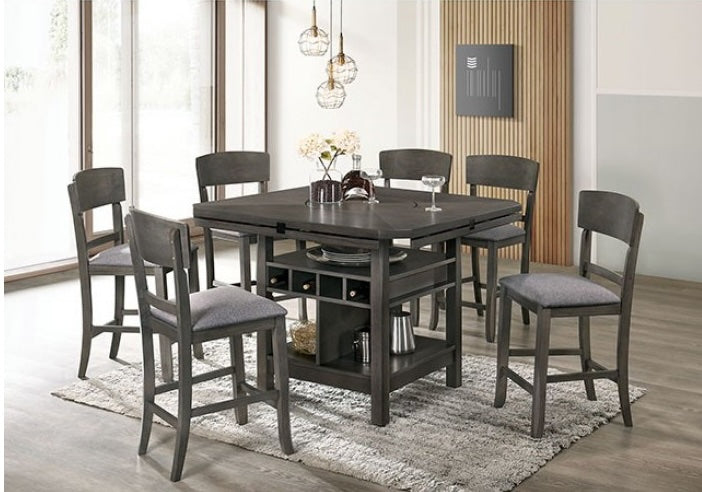 Stacie Counter Height Dining Set with Drop Leaves - Gray