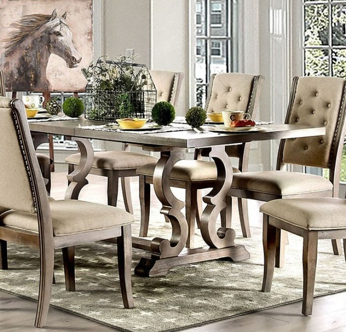 Patience Rustic 7 Piece Dining Set - Rustic Natural & Beige