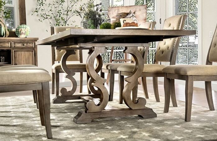 Patience Rustic 7 Piece Dining Set - Rustic Natural & Beige