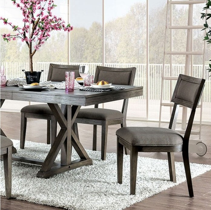 Leeds Rustic Trestle Dining Set with Leaf - Gray