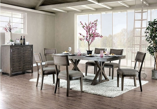 Leeds Rustic Trestle Dining Set with Leaf - Gray