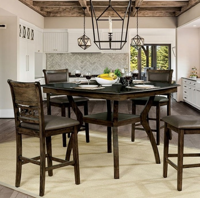 Flick 5-Piece Counter Height Dining Set - Rustic Oak