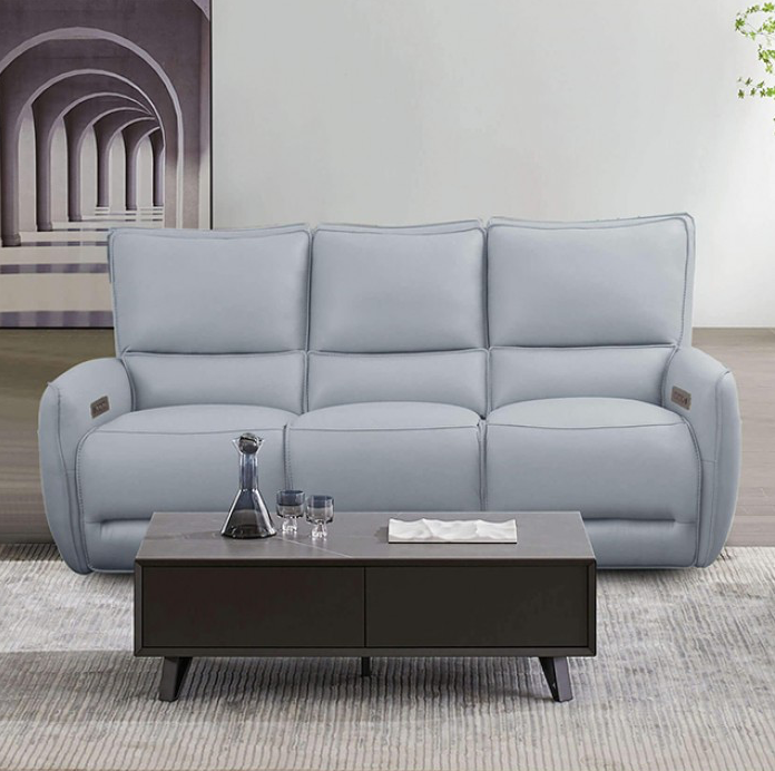 Phineas Leather Power Living Room Set - Pale Blue