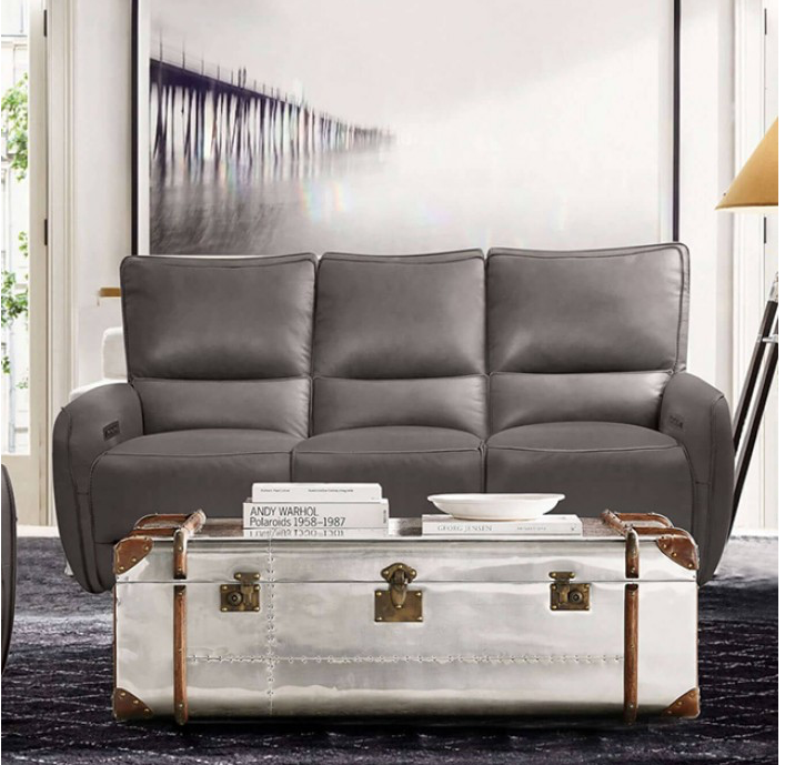 Phineas Leather Power Living Room Set - Gray