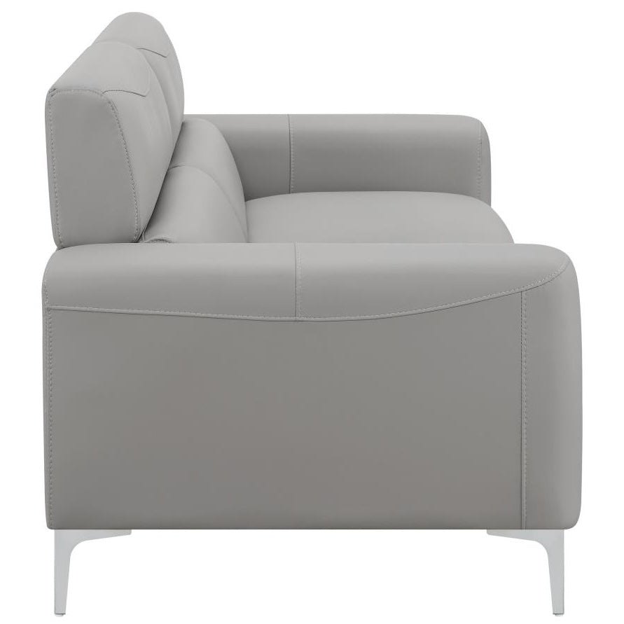 Glenmark Transitional Sofa in Taupe Leatherette