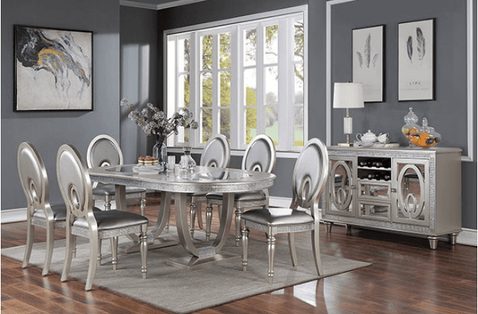 Cathalina Transitional 7-Piece Mirrored Dining Set