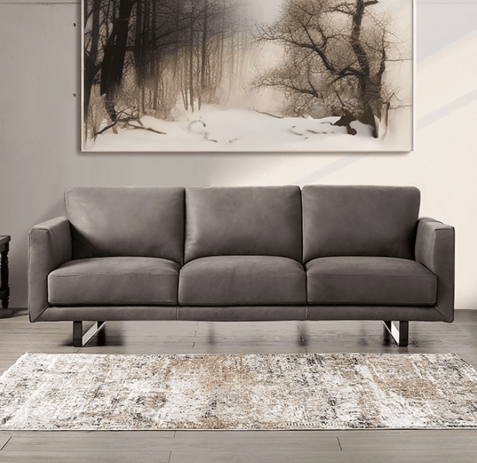 Mezzanotte Italian Leather Sofa & Loveseat Set in Gray