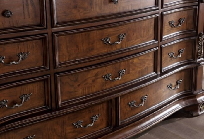 Esparanza Traditional Marble Topped Dresser - Brown Cherry