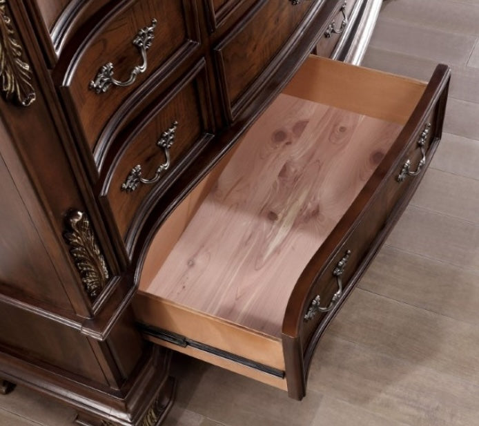 Esparanza Traditional Marble Topped Dresser - Brown Cherry