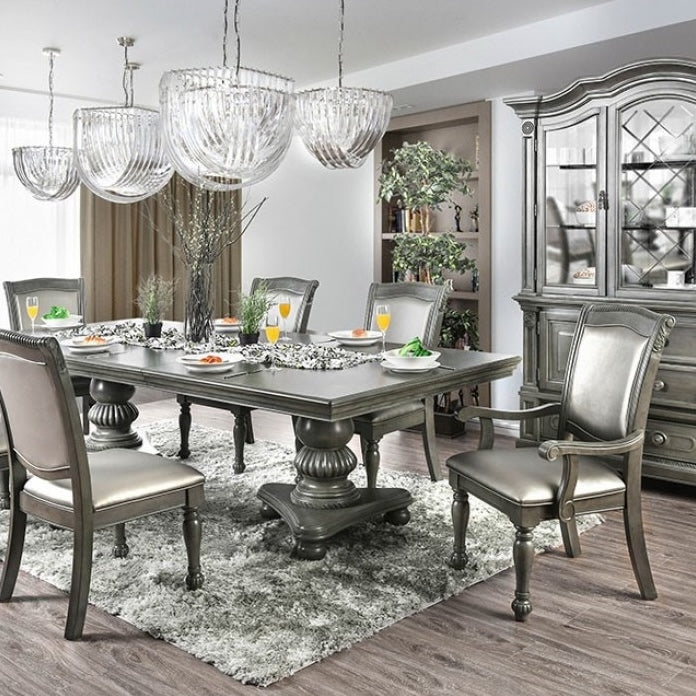 FOA Alpena Transitional 7-Piece Double Pedestal Dining Set - Gray