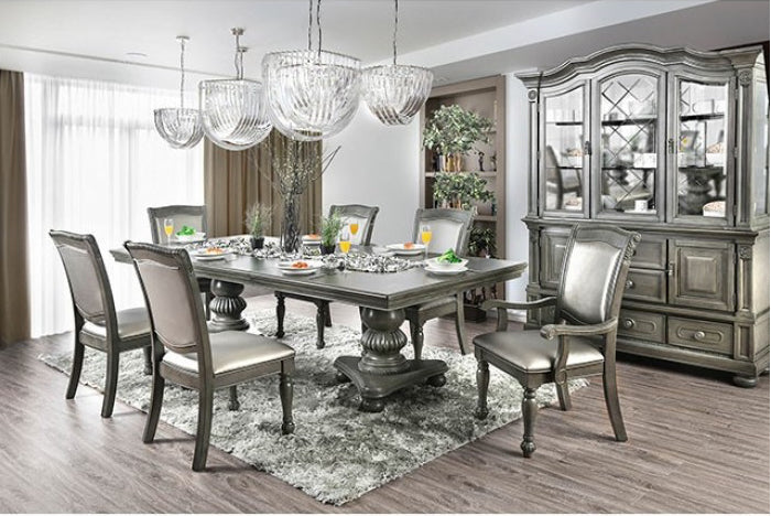 FOA Alpena Transitional 7-Piece Double Pedestal Dining Set - Gray