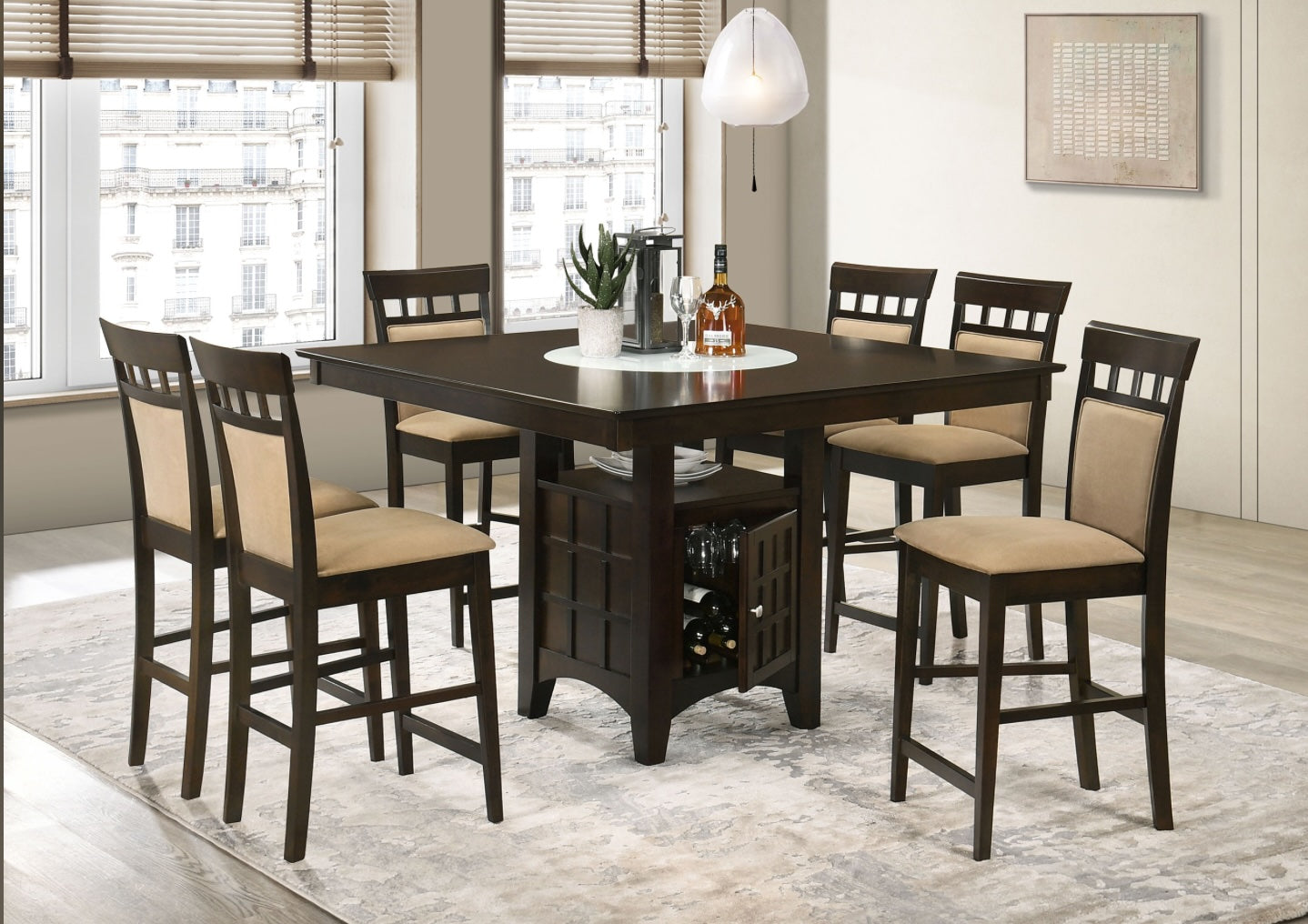 Gabriel 7-Piece Square Counter Height Dining Set Cappuccino