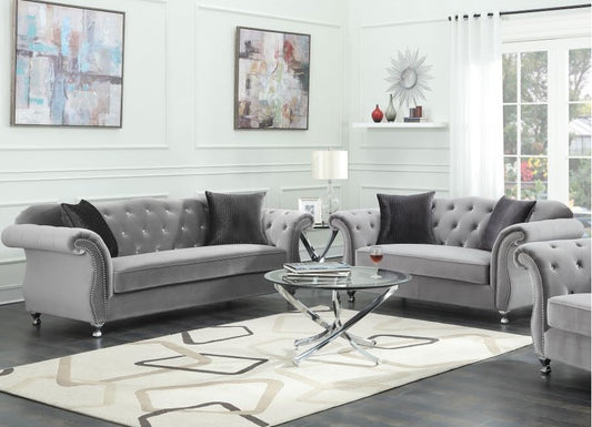 Elsa Elegant Tufted Frosted Velvet Sofa & Loveseat Set