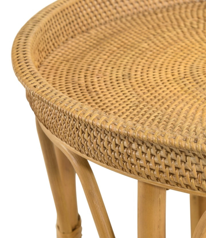 Antonio Round Rattan Tray Top Accent Table Natural