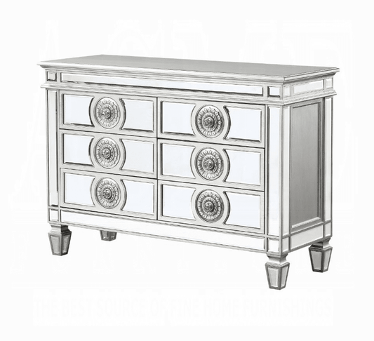 Varian Dining Server Antique Platinum & Mirror by ACME Furniture