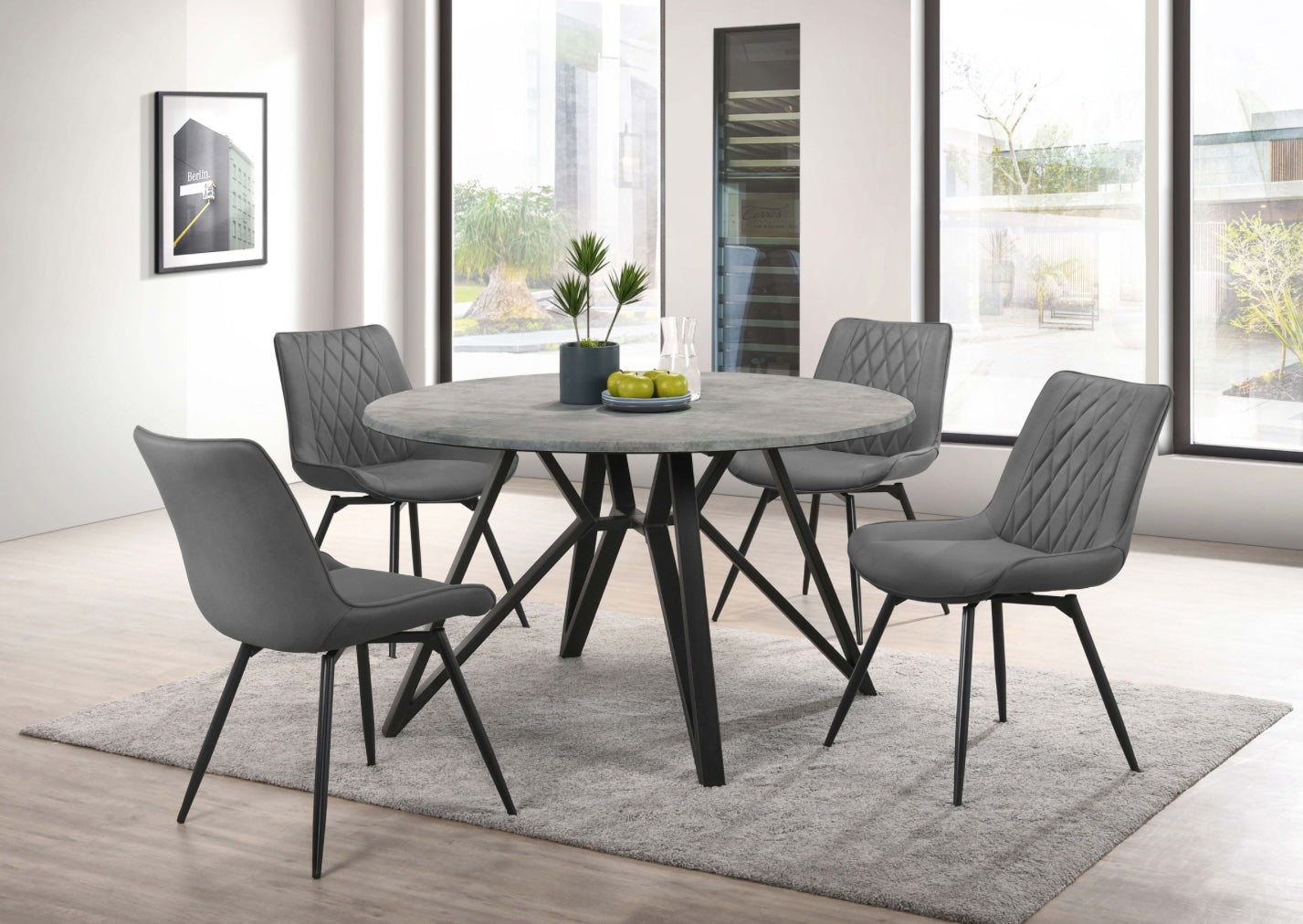 Neil 5-Piece Round Dining Set Concrete And Grey