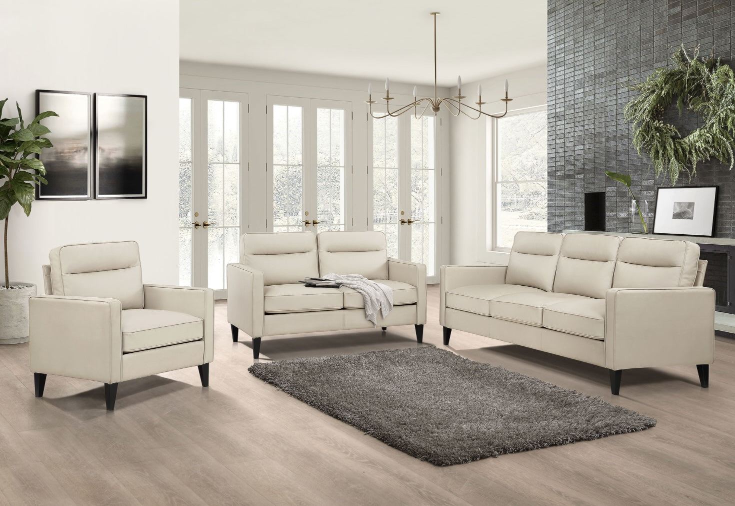 Jonah Upholstered Track Arm Sofa - Ivory