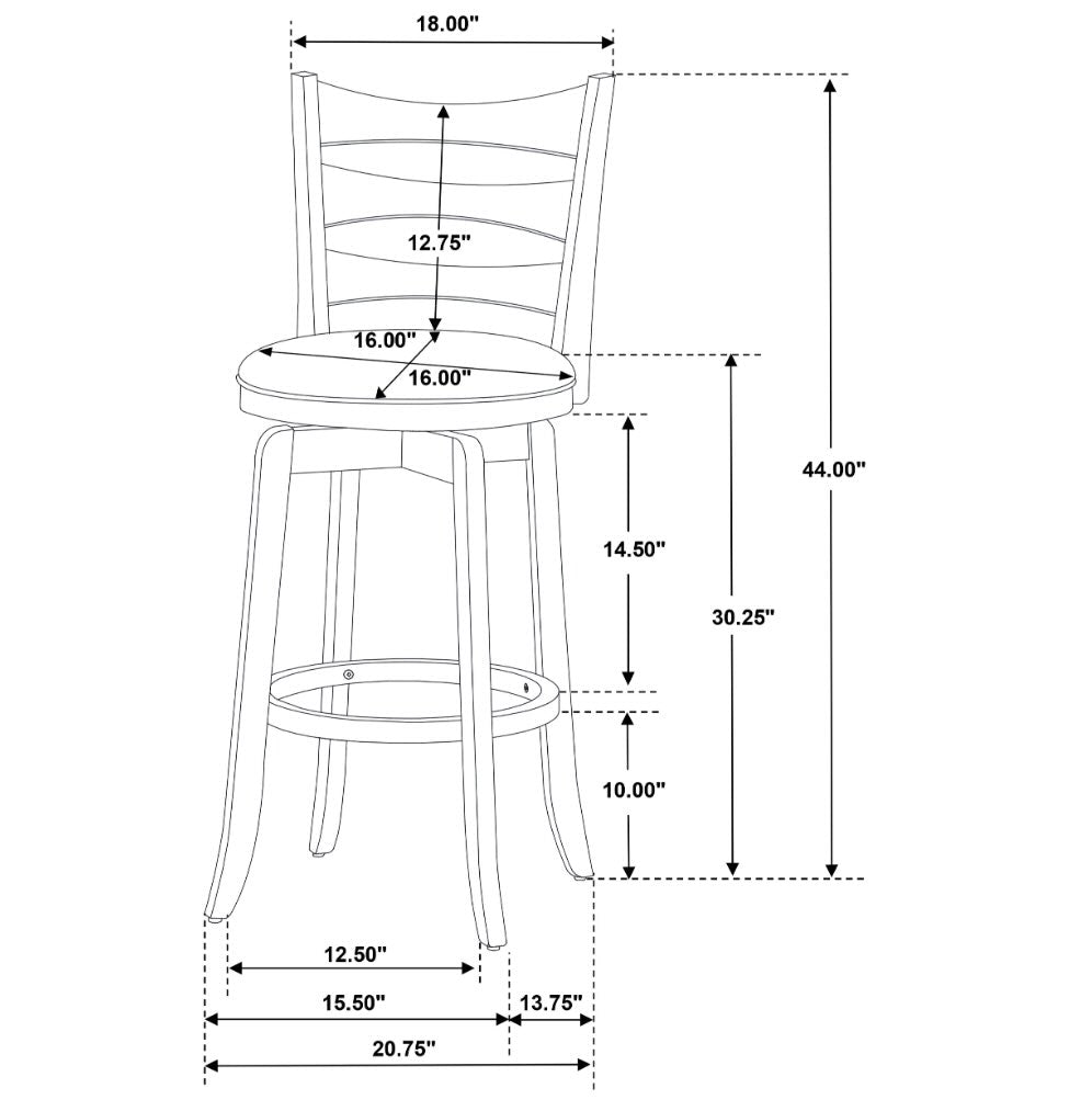 Murphy Ladder Back Pub Height Swivel Bar Stool Dark Cherry And Brown