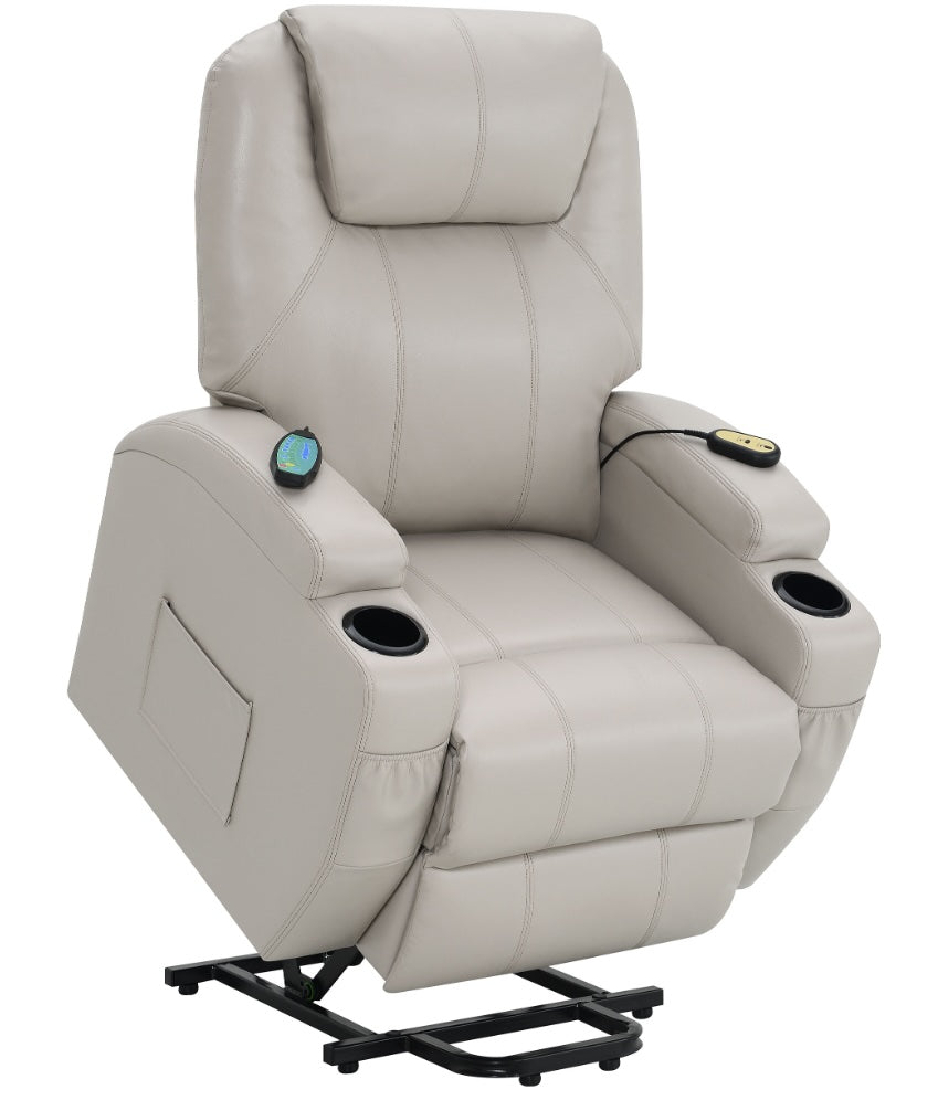 Sanger Upholstered Power Lift Recliner Chair With Massage Charcoal - Champagne