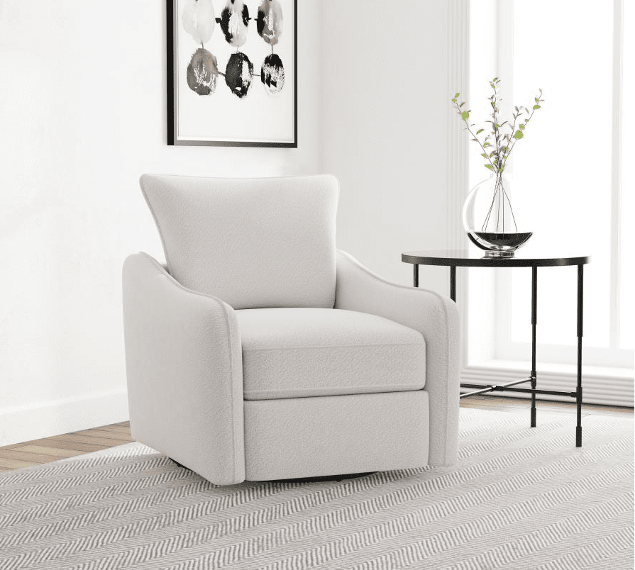 Madia Boucle Upholstered Swivel Glider Chair - Vanilla