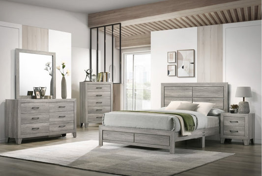 Hopkins Transitional Queen Platform Bedroom Set - Light Gray