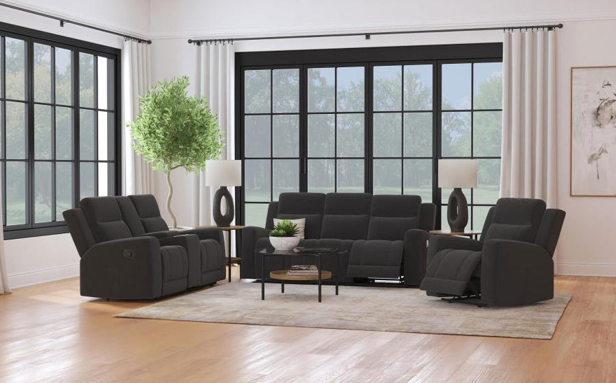 Brentwood Faux Leather Motion Reclining Sofa Black