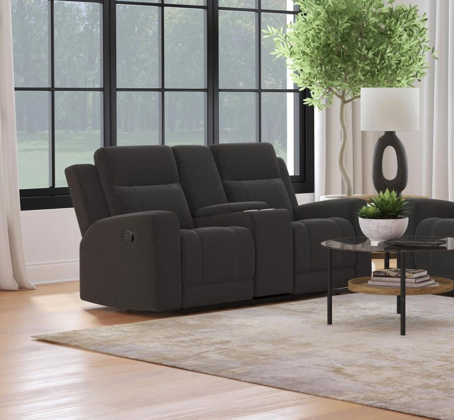 Brentwood Faux Leather Motion Reclining Sofa Black