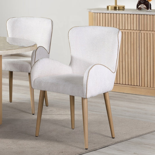 Adalynn Modern Side Chair - Beige Boucle & Oak