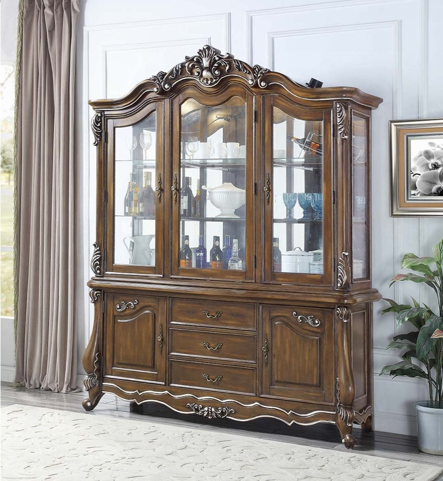 Latisha Traditional Buffet & Hutch - Antique Oak