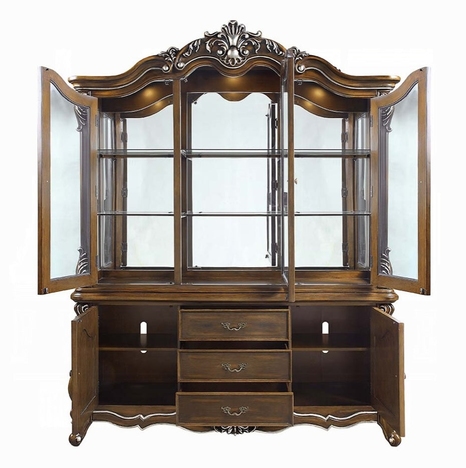 Latisha Traditional Buffet & Hutch - Antique Oak