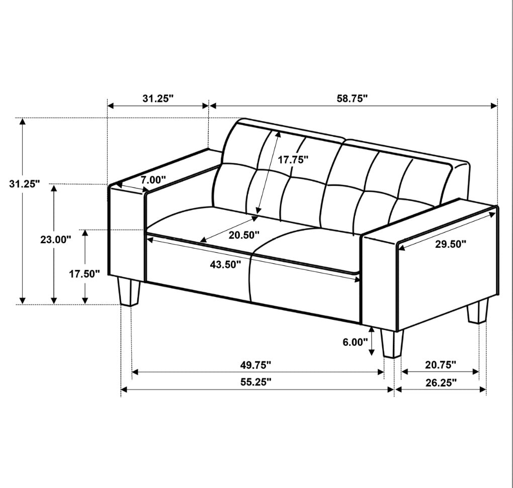 Deerhurst Upholstered Tufted Track Arm Sofa Charcoal