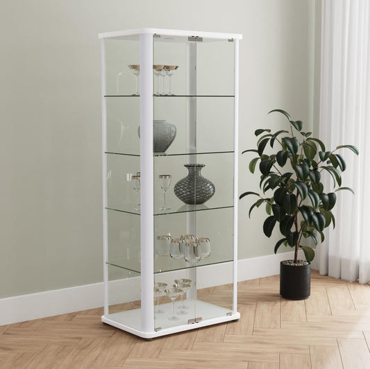 Aero 5-shelf Display Curio Cabinet with LED Lighting White