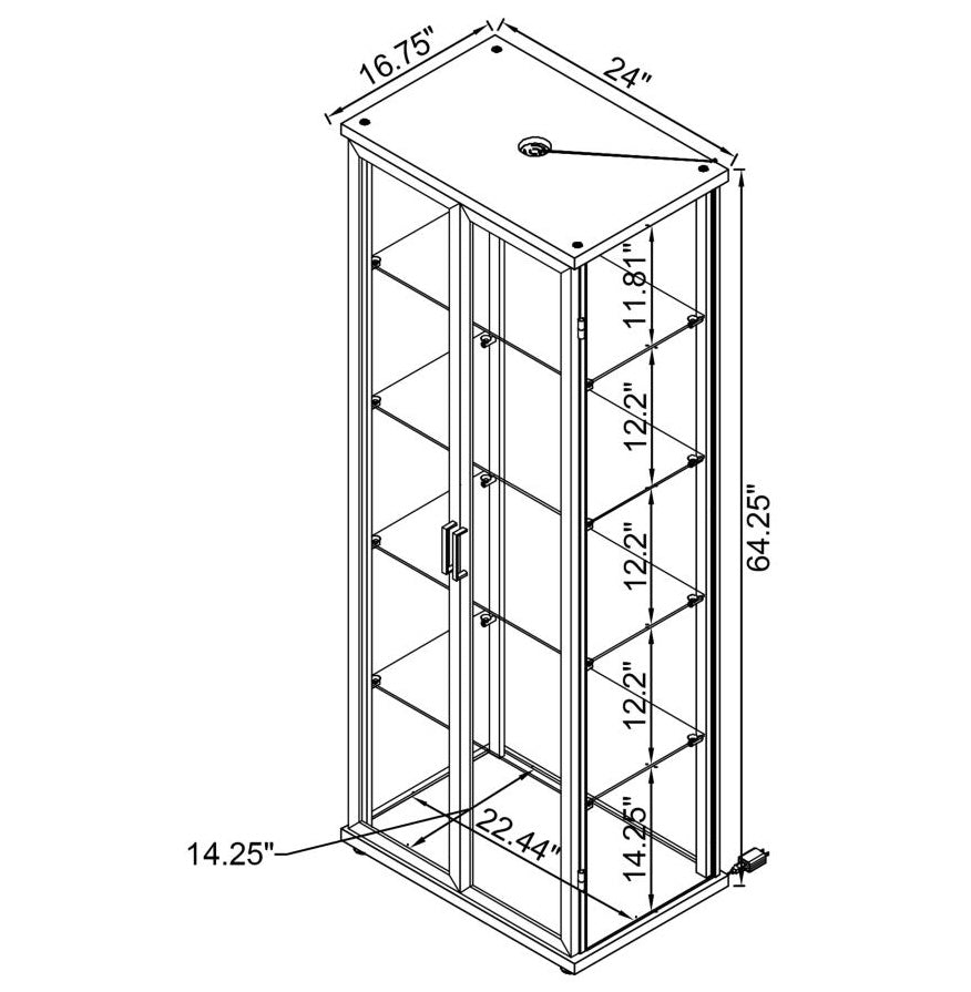 Aero 5-shelf Display Curio Cabinet with LED Lighting Black