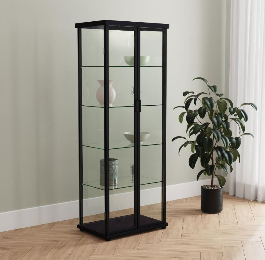 Aero 5-shelf Display Curio Cabinet with LED Lighting Black