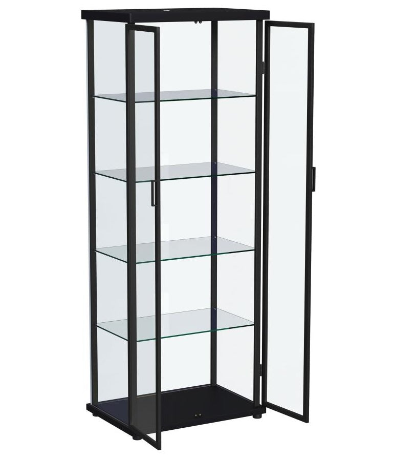 Aero 5-shelf Display Curio Cabinet with LED Lighting Black