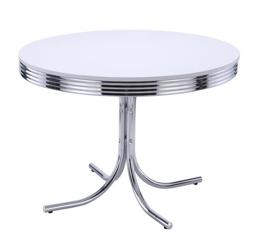 Mindy Retro 5-Piece Round Dining Set Glossy White And Black