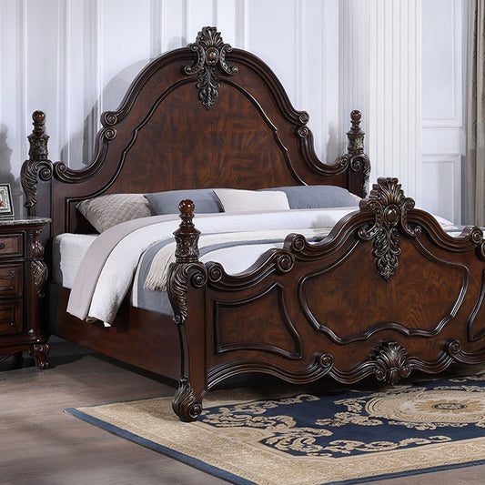 Francione Traditional King Poster Bed - Dark Cherry