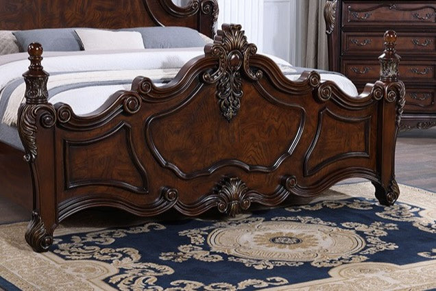 Francione Traditional Queen Bedroom Set in Dark Cherry