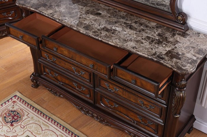 Ventresca Traditional 9-Drawer Dresser with Sintered Stone Top