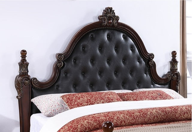 Cremona Traditional Queen Poster Bedroom Set - Dark Cherry & Black