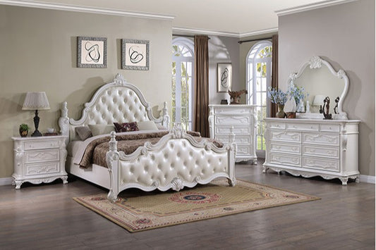 Cremona Traditional King Poster Bedroom Set - Pearl White