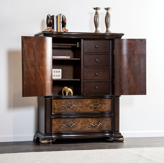 Aquilina Traditional Door Chest - Dark Cherry & Oak