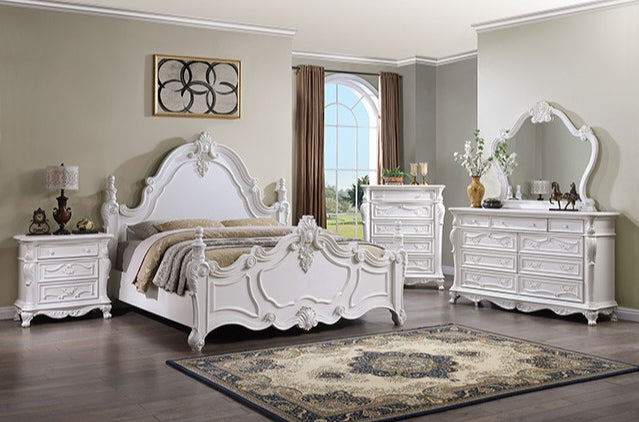 Francione Traditional Queen Poster Bed - White