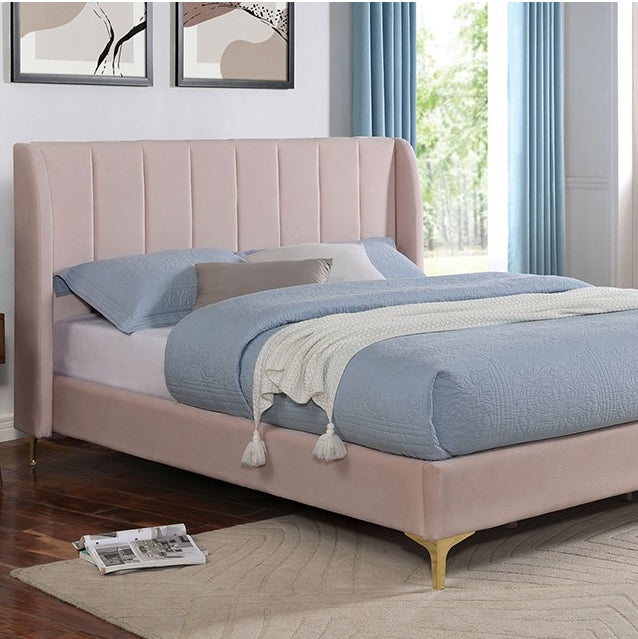 Pearl Contemporary Velvet Queen Wingback Bed - Light Pink – Finally ...