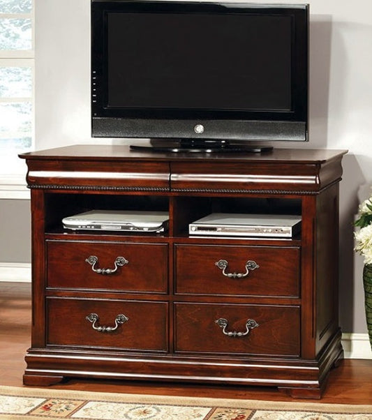 Mandura Traditional Media Chest w/ Carved Details - Cherry