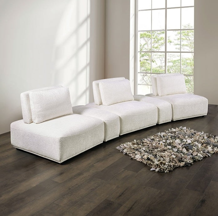 Stavanger Modern Modular Curved Sofa in White Boucle