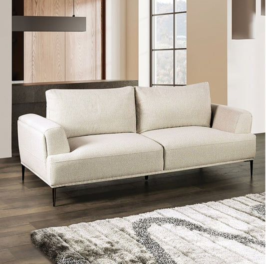 Gladbach Contemporary Flared Arm Sofa - Beige Chenille