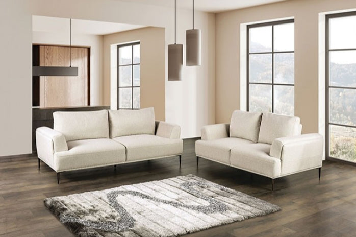 Gladbach Contemporary Flared Arm Sofa - Beige Chenille