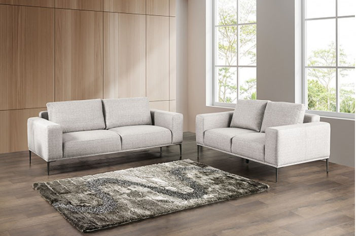 Forde Contemporary Chenille Living Room Set - Gray